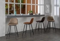 E-STYLO Sgabello in similpelle tortora con gambe in metallo antracite, imbottito, 50cm X 43cm H. 93cm.