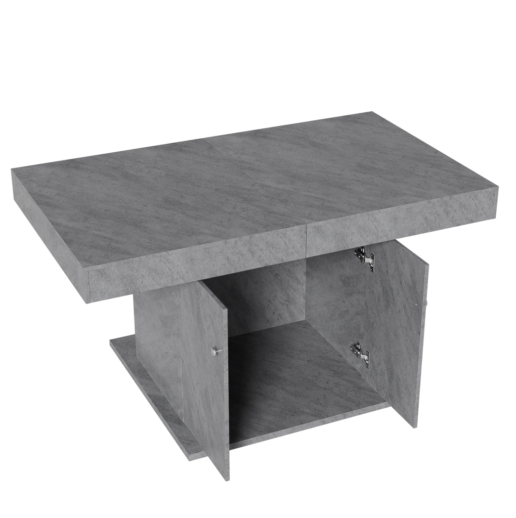 Tavolo da pranzo allungabile 140/180x80x76 cm con vano contenitore; grigio