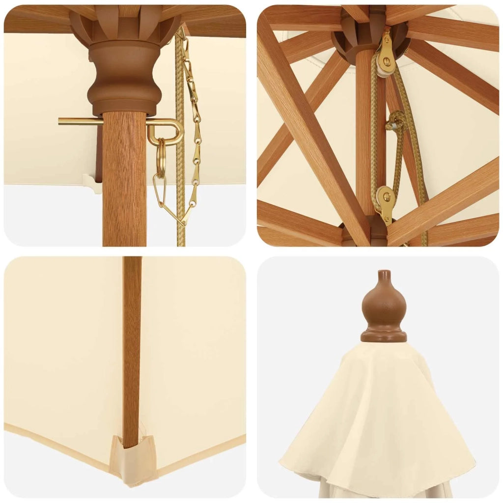 Ombrello da giardino Ø 300 x 248 cm Legno di Eucalipto Massello 42041406
