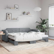 Divano Letto con Letto Estraibile Grigio Chiaro 100x200 Tessuto 3197639