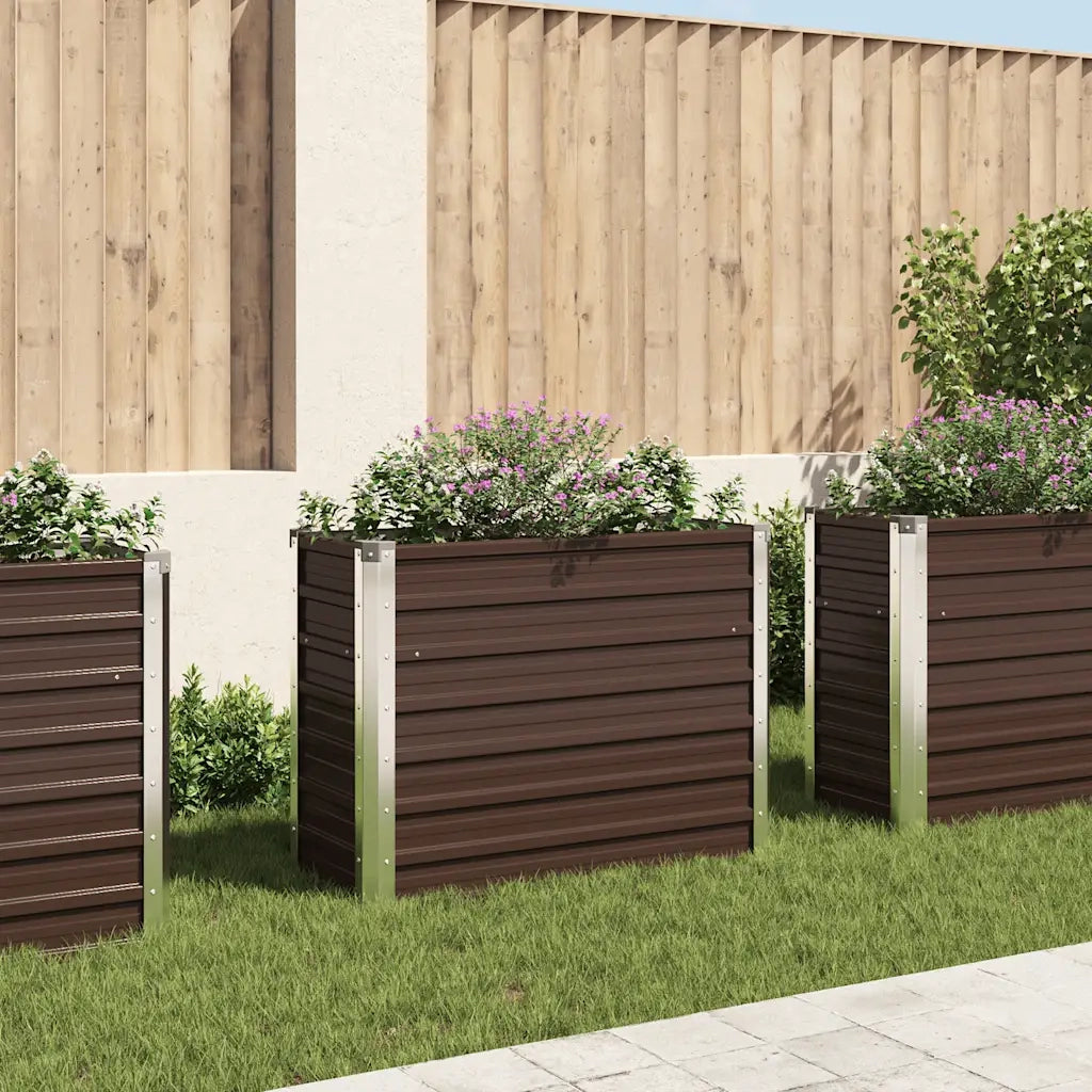 Letto Rialzato Giardino Marrone 100x40x77 cm in Acciaio Zincato 45719