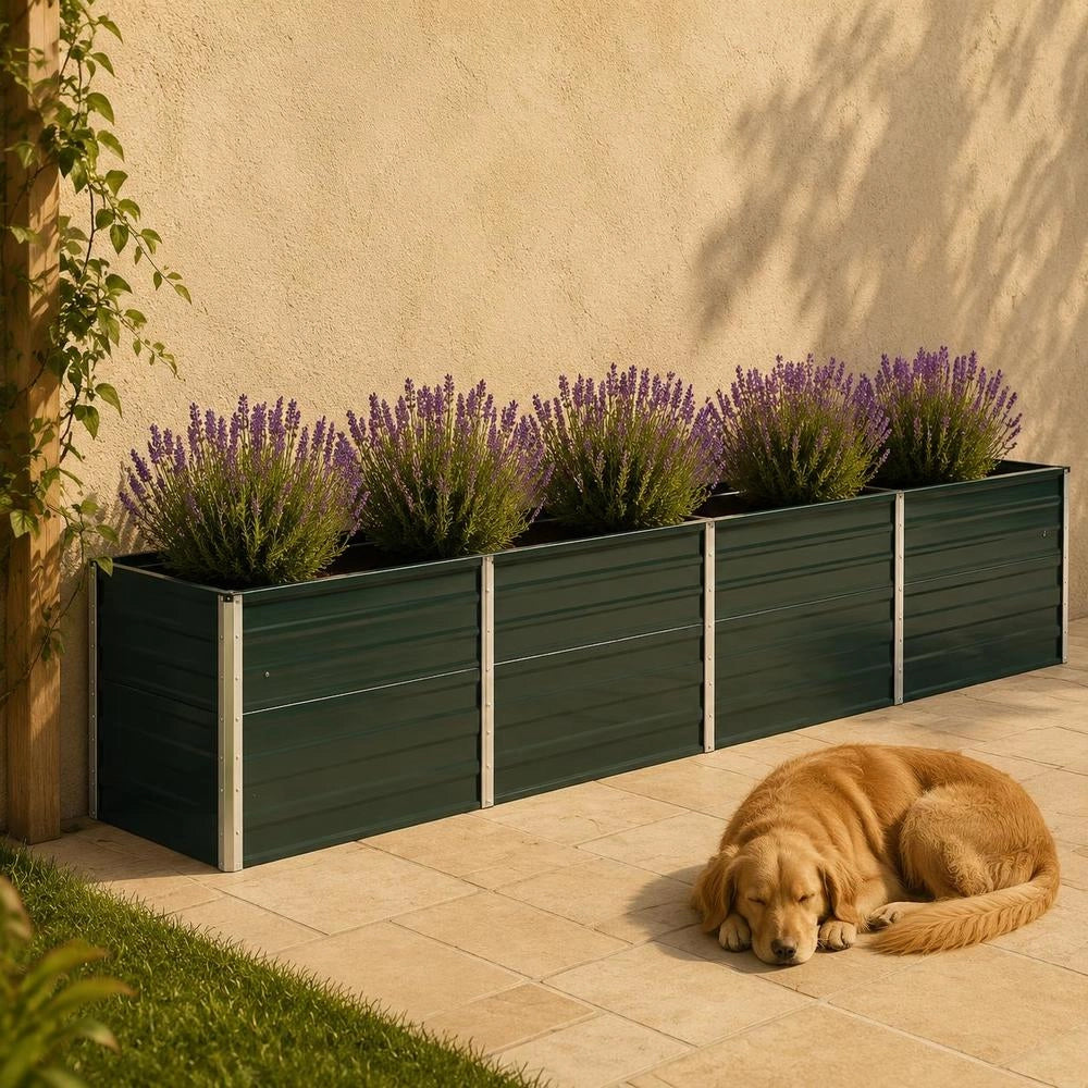 Garden Raised Bed Galvanized Steel 400x80x45 Cm Green