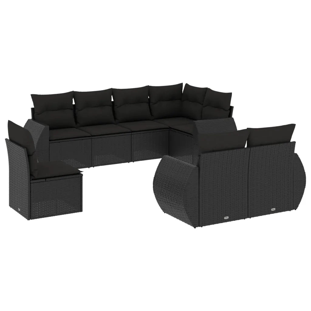 Set Divani da Giardino con Cuscini 8 pz Nero in Polyrattancod mxl 114101