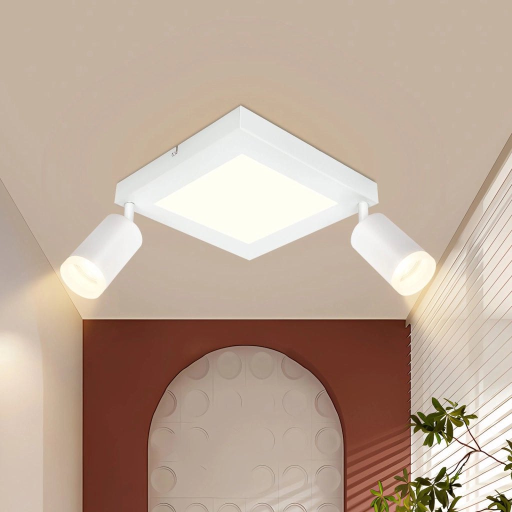 ZMH Faretto da soffitto quadrati bianchi 1 luce GU10 20W 3000K orientabili 350° per cameretta