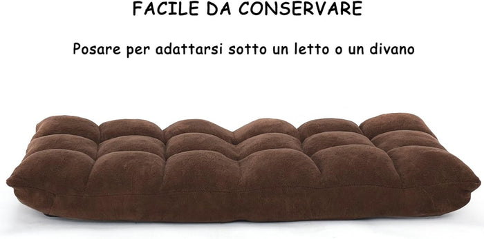 Sedia da Pavimento, Sedia Imbottita Regolabile in 14 Posizioni, Poltrona Salotto per Relax, Yoga, Lettura (Marrone)