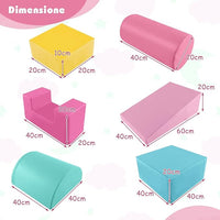 Set di 6 Blocchi per Bambini con Diverse Forme e Colori, Centro Attività Palestrina Giocattolo per Arrampicata e Strisciamento (Rosa scuro)
