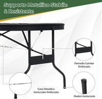 Tavolo da Poker Pieghevole 182 cm per 8 Giocatori, Tavolo da Gioco Ovalo con Supporti per Bicchieri, Rivestimenti Imbottiti, per Blackjack, Texas Hold’em, Giochi da Casinò (Verde)