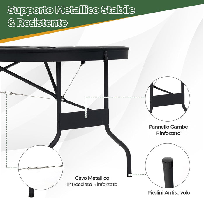 Tavolo da Poker Pieghevole 182 cm per 8 Giocatori, Tavolo da Gioco Ovalo con Supporti per Bicchieri, Rivestimenti Imbottiti, per Blackjack, Texas Hold’em, Giochi da Casinò (Verde)