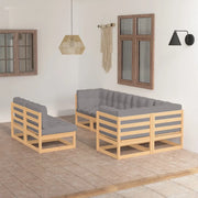 Set Salotto Giardino 7 pz Cuscini Antracite Legno Massello Pino 3076654