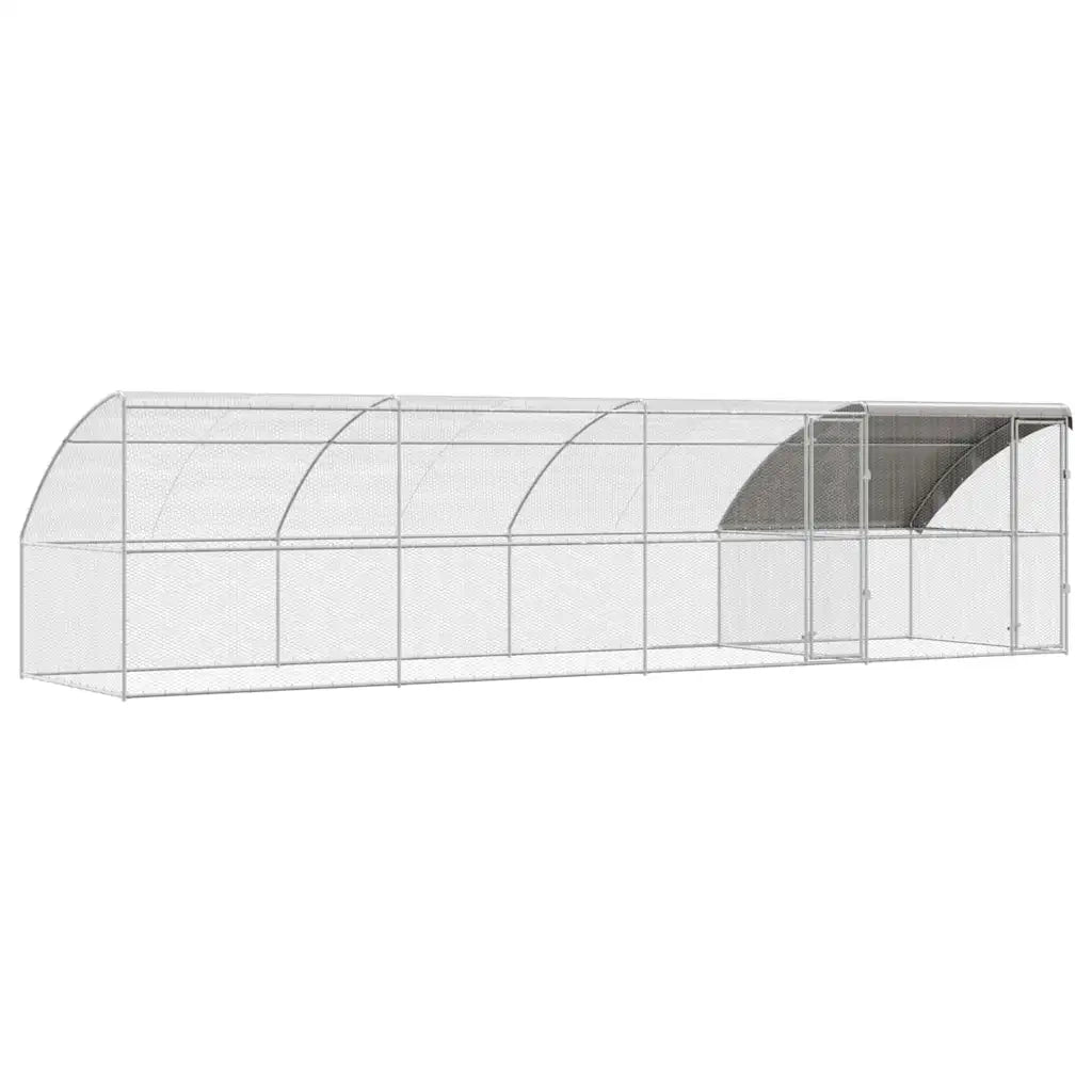 vidaXL Gabbia per polli Argento 800 x 200 x 198.5 cm Acciaio zincato