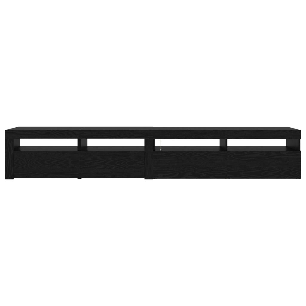 Set di 2 Mobili TV con Luci LED in Rovere Nero Legno Ingegnerizzato
