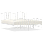 Letto matrimoniale | Letto per adulti | Giroletto con Testiera e Pediera Metallo Bianco 183x213 cm