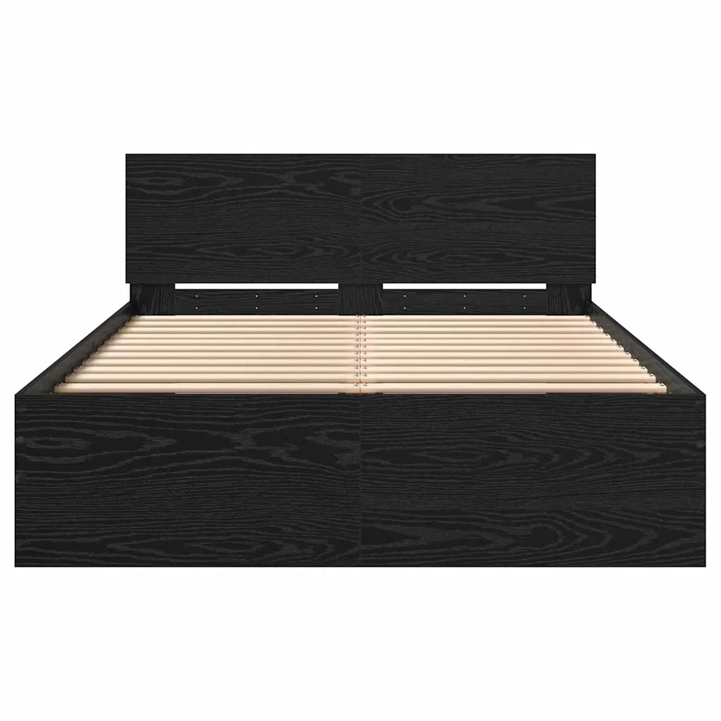Struttura del letto con testiera Rovere Nero 193 x 125 x 70 cm