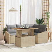 Set da Pranzo per Giardino con cuscino 5 pcs Beige e grigio