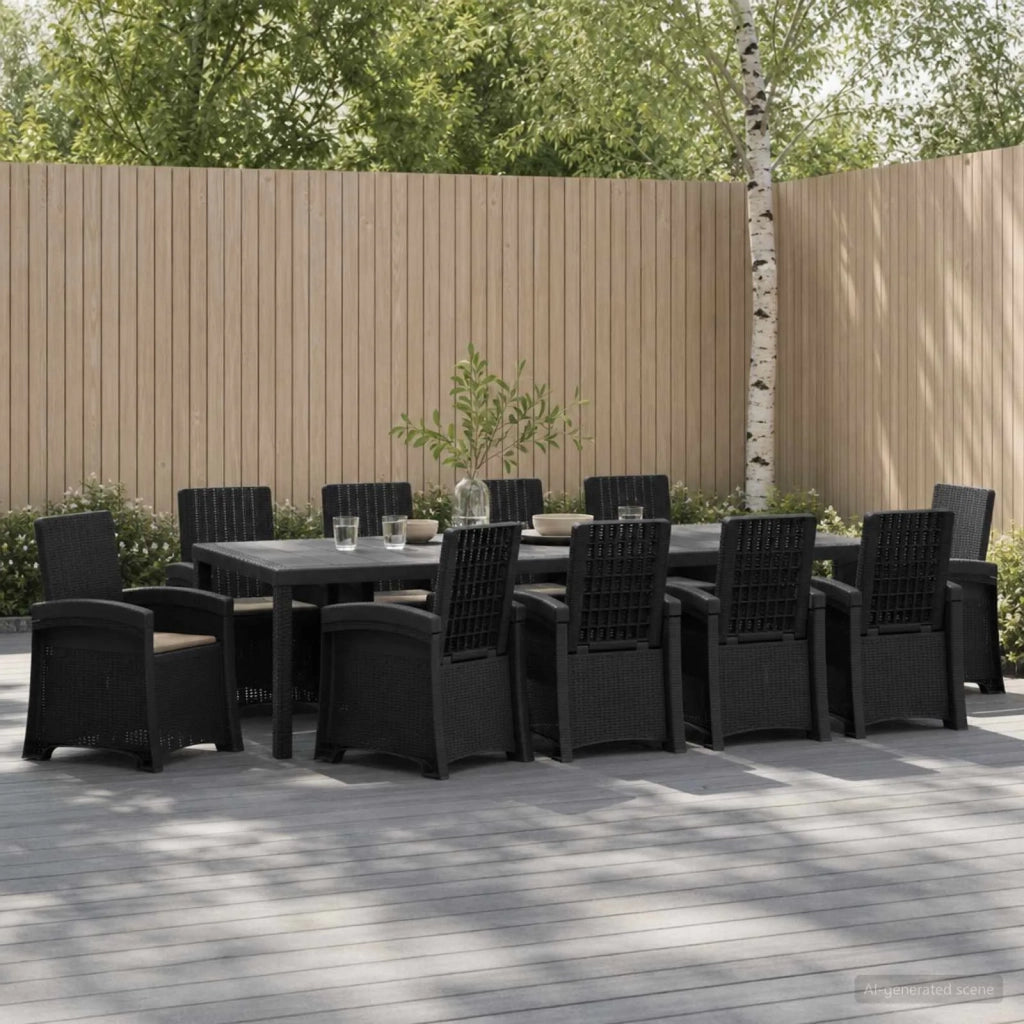 Set da Pranzo per Giardino 11 pz Antracite e Tortora PP 3430169