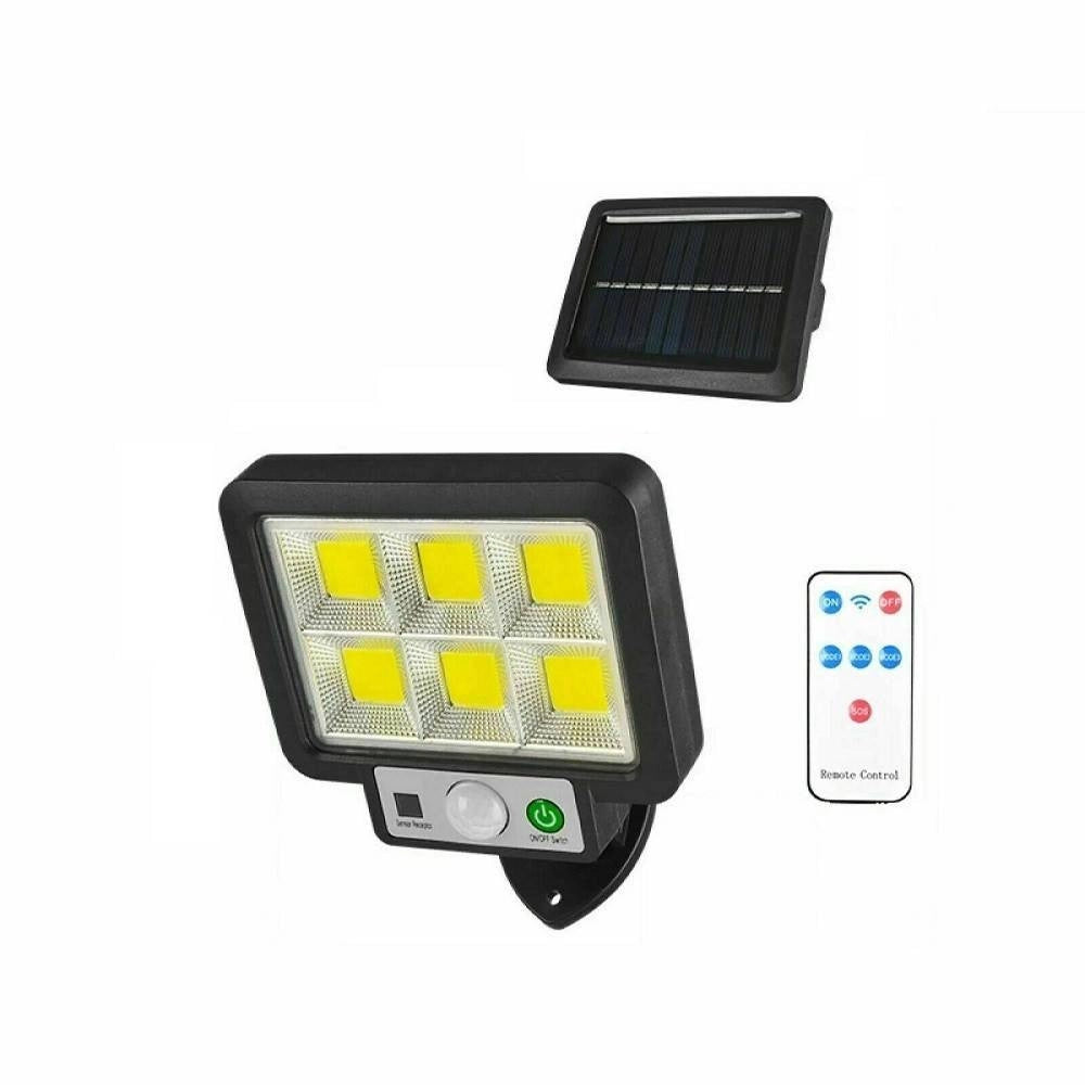 Trade Shop - Kit 4pz Faro Solare Led Con Pannello Faretto Sensore Di Movimento 96 Led Cob T09 -