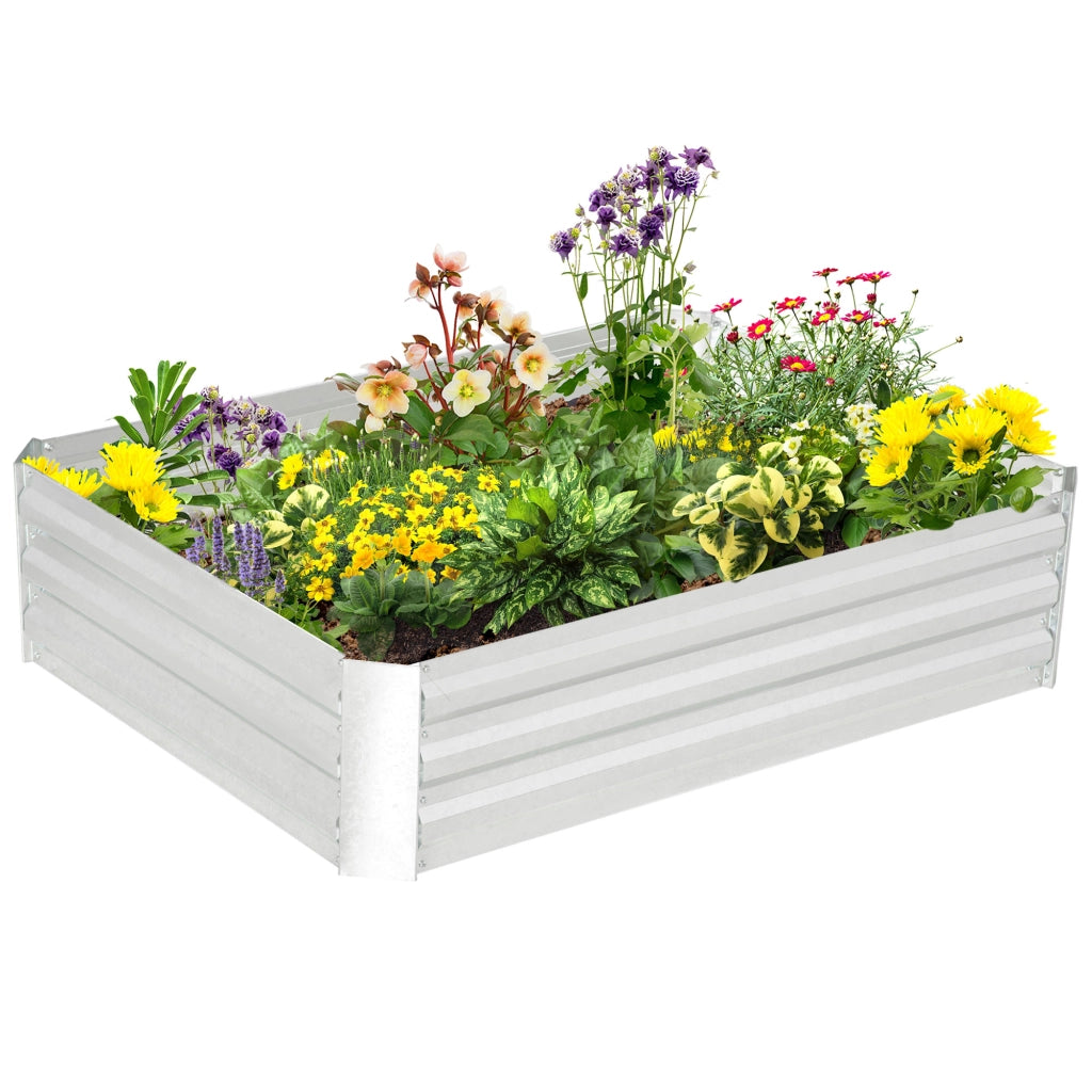 Letto da giardino rialzato in acciaio ¨C zephmum ¨C 120x90x30 cm argento