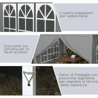 Gazebo da Esterno 3x3 m Pieghevole con 4 Pannelli Laterali, in Acciaio e Tessuto Oxford Grigio Chiaro