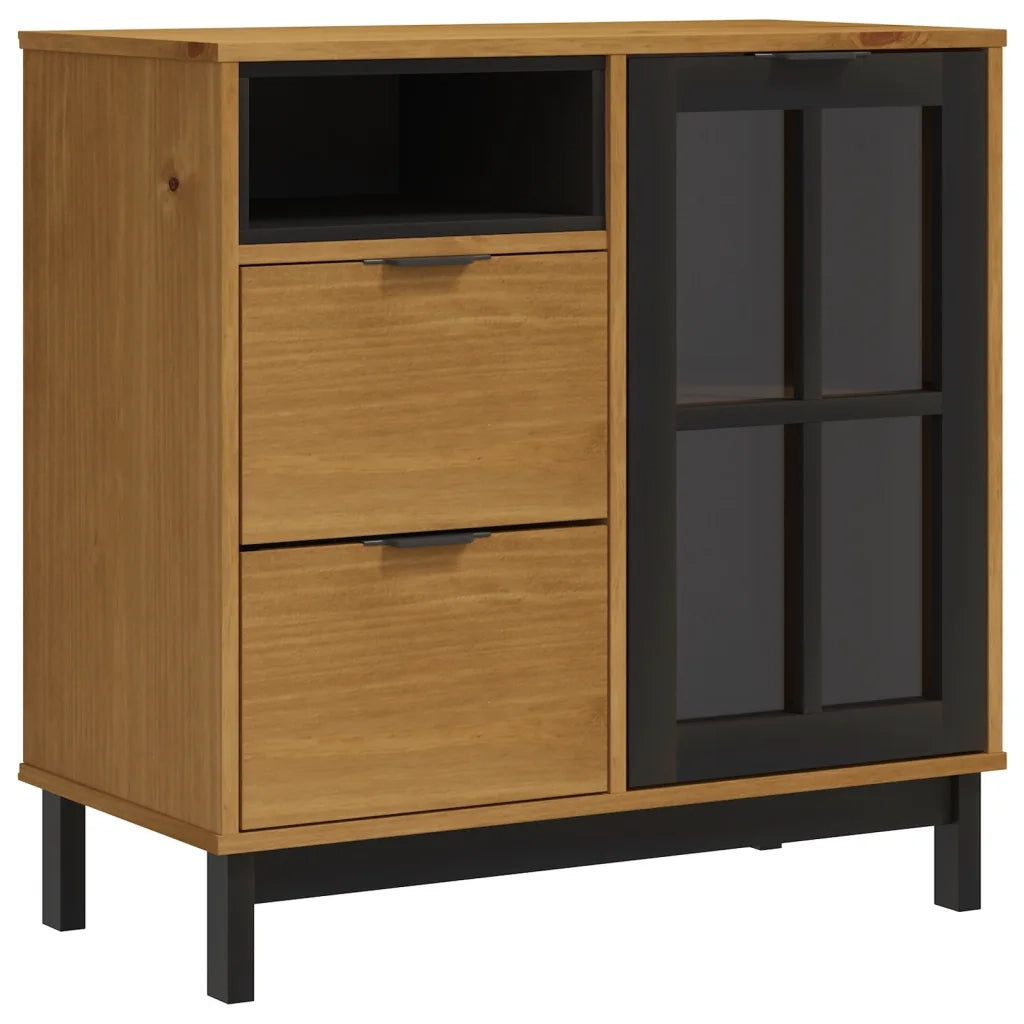 Credenza con Anta in Vetro FLAM 80x40x80 cm Massello di Pinocod mxl 103133