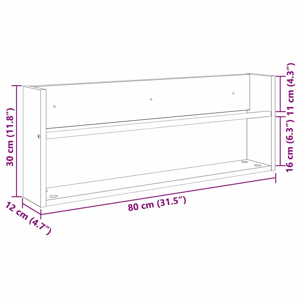 Scaffale per riviste Rovere Nero 80 x 12 x 30 cm CFW5492575