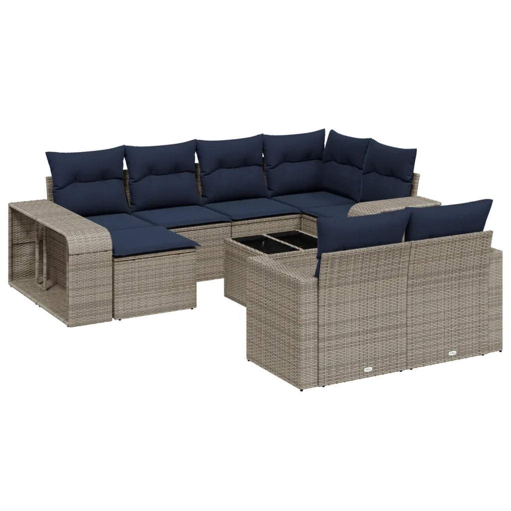 Set Divani da Giardino 11 pz con Cuscini Grigio in Polyrattan 3228911