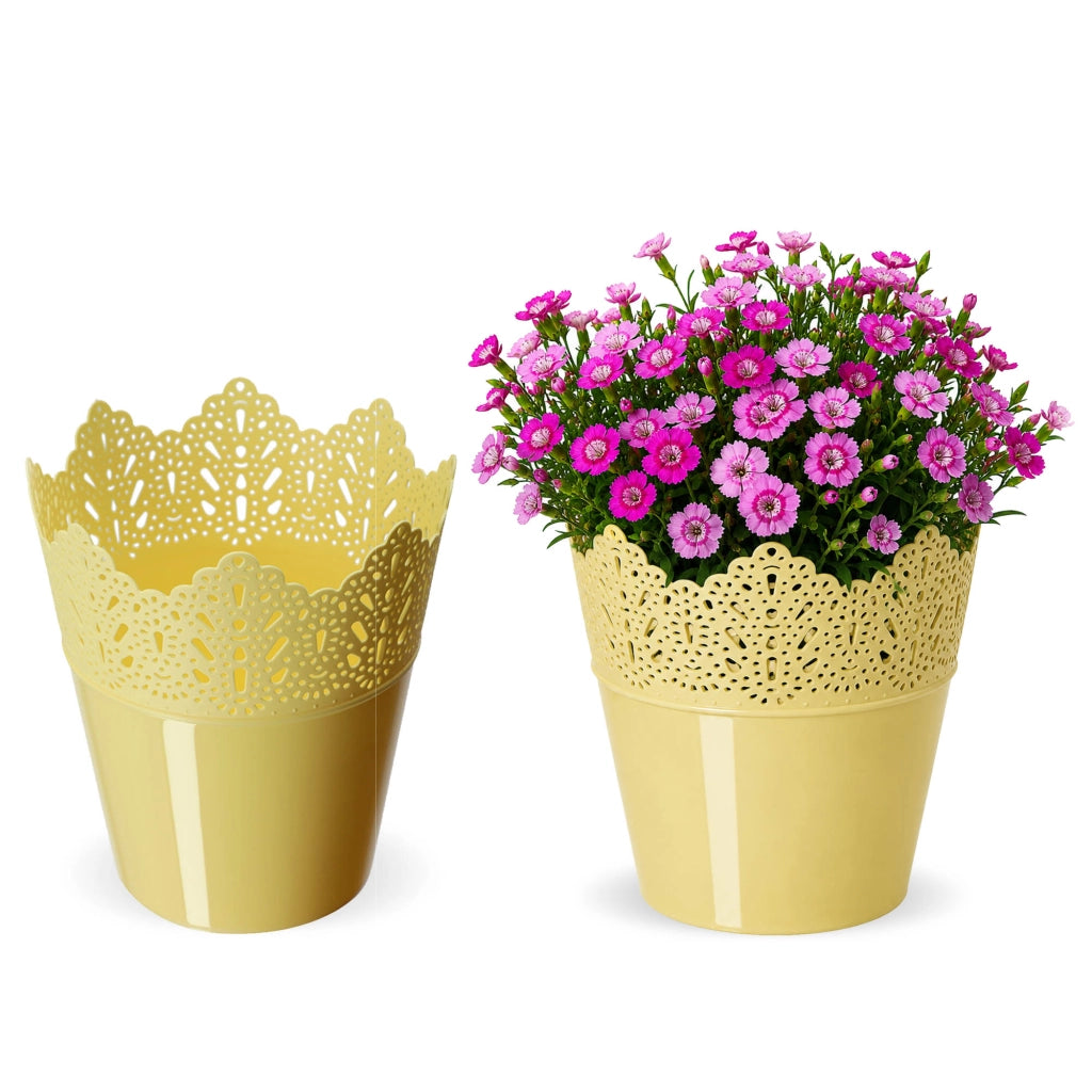 Vaso da fiori KADAX, vaso da fiori, coperchio, alto, in plastica, 16,5 cm, giallo