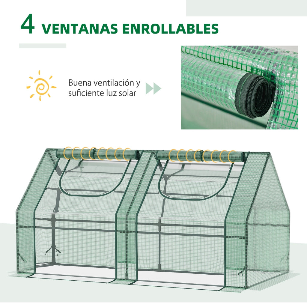 Serra da Giardino con Finestre Doppie e Telaio in Acciaio ¨C zephmum ¨C Verde 180x90x90 cm
