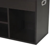 Scarpiera Salvaspazio da Ingresso Imbottita, Mobile da Ingresso con Scarpiera, con 3 Scomparti, Seduta in Pelle PU, per Soggiorno e Corridoio, 80x30x43 cm, Nero
