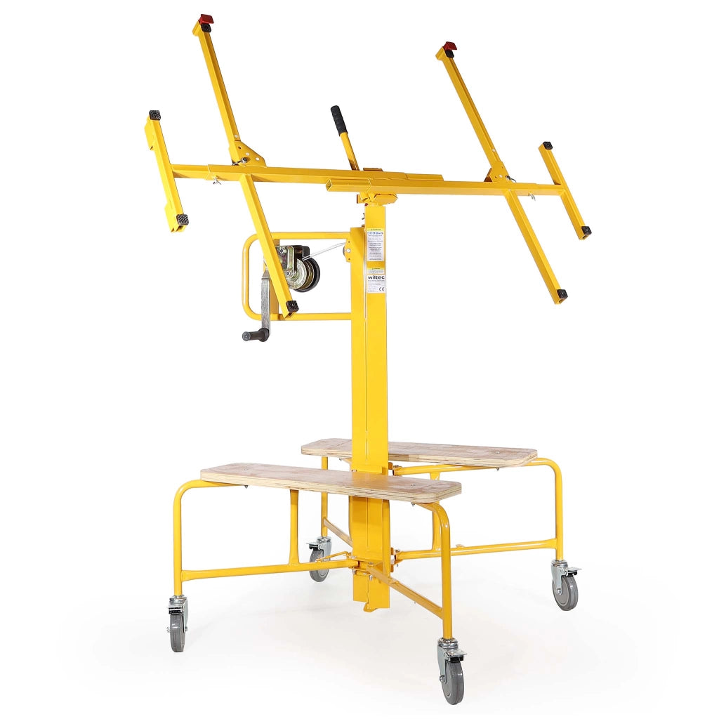 Sollevatore pannelli cartongesso max 75kg, altezza 145-350cm, Carrello Alzapannelli Alzalastre