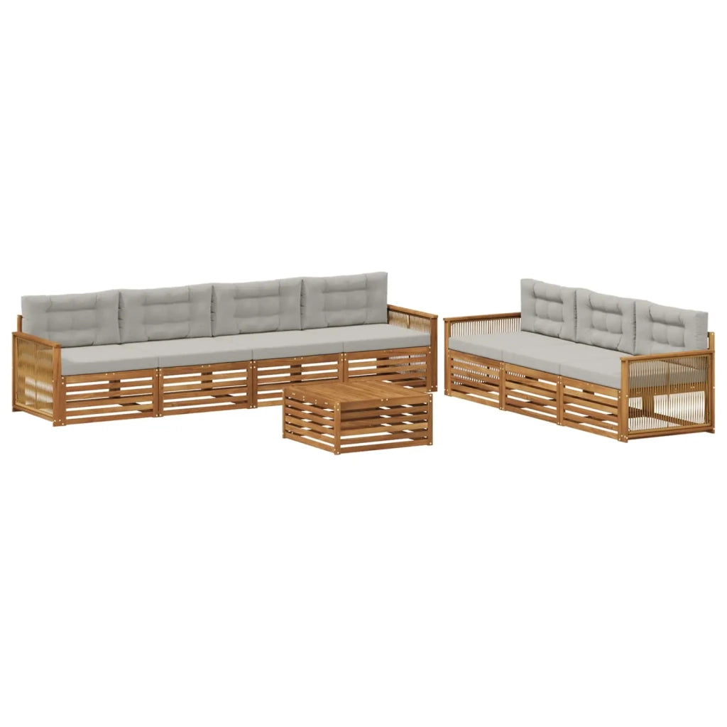 Set di divani da esterno 8 pcs Naturale e Grigio Chiaro 3383119