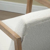 Sedia a Dondolo con Cuscini per Seduta e Schienale, in Legno, Pile e Schiuma, 60x81x71 cm, Crema