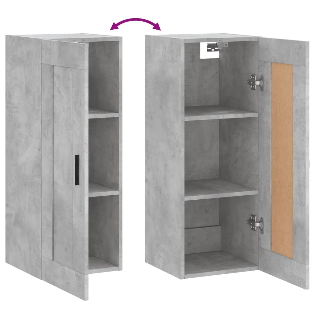 Mobile a Parete Grigio Cemento 34,5x34x90 cm Legno Multistrato 830520