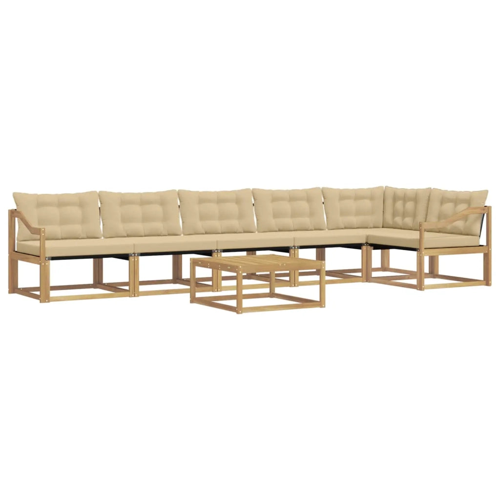 Set di divani da esterno 7 pcs Bianco e Beige 79 x 79 x 37 cm