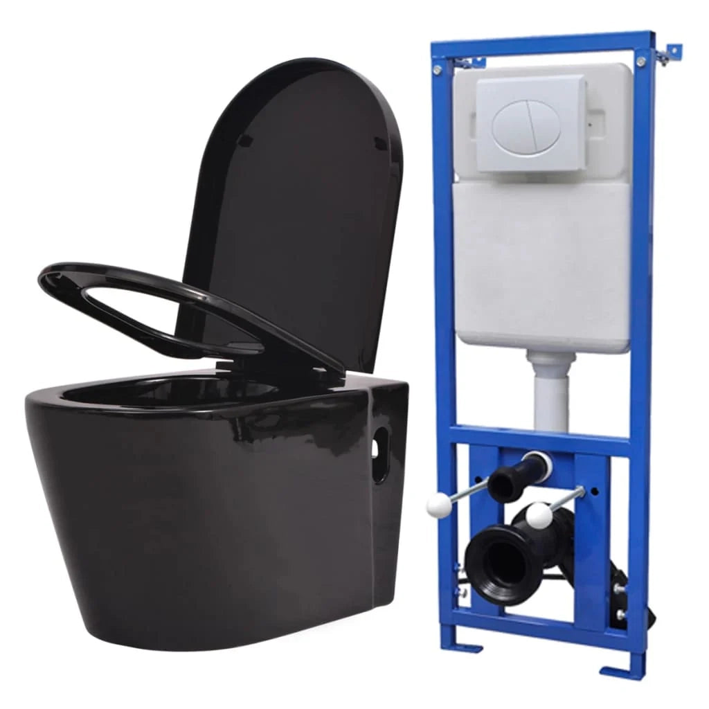 Wc sospeso con cassetta nascosta vaso ceramica nero 02_0003579