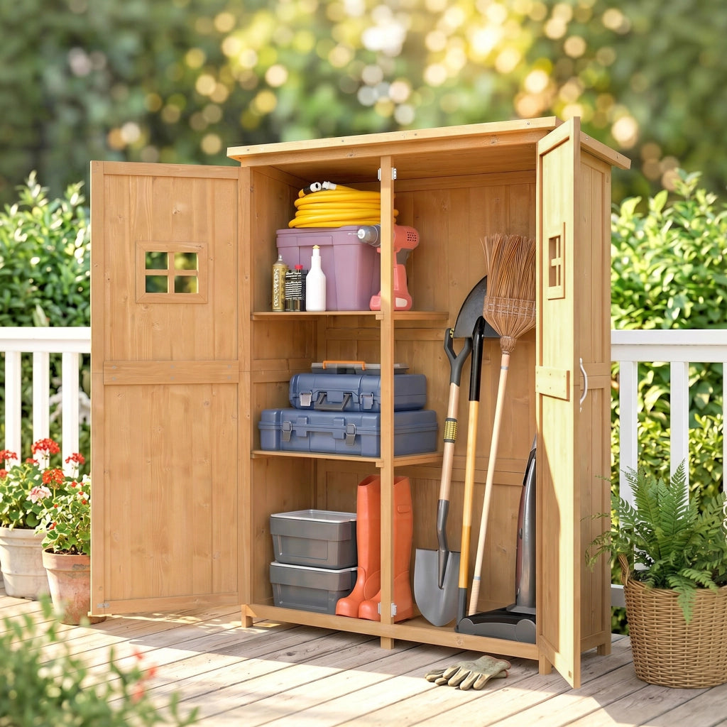 Armadio da Giardino in Legno ¨C zephmum ¨C 127.5x50x164 cm Natural