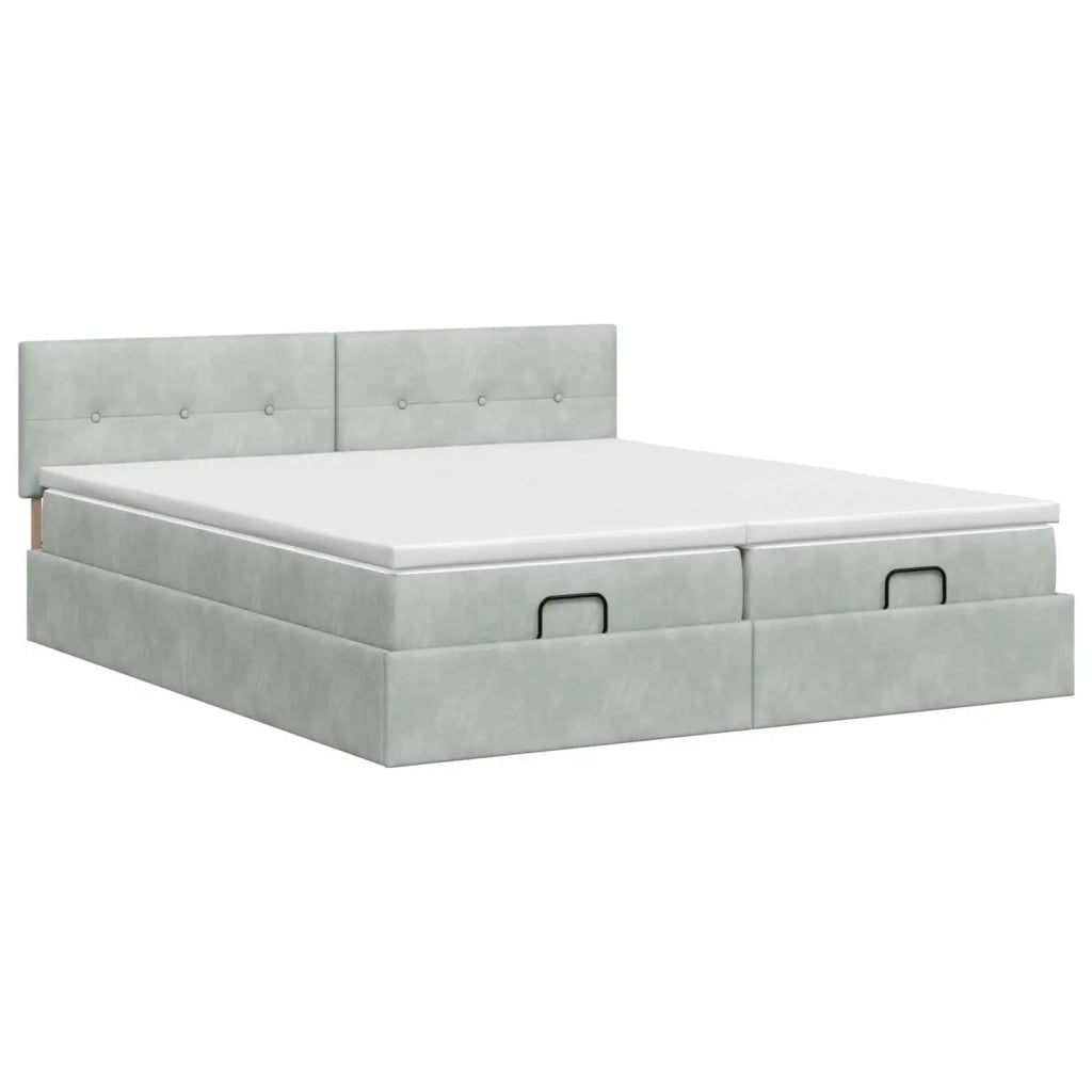 Letto ottomano con materasso 2 pz Grigio Chiaro Velluto 3456756
