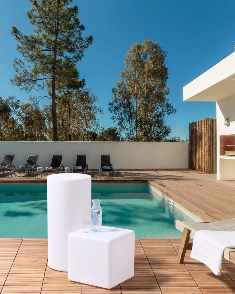 Lampada da terra a LED per esterni in materiale sintetico bianco impermeabile con telecomando bianco illuminazione da giardino