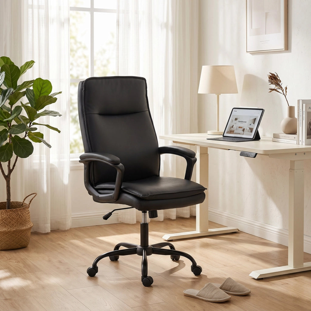 Sedia da ufficio ergonomica in similpelle reclinabile ¨C zephmum ¨C nero