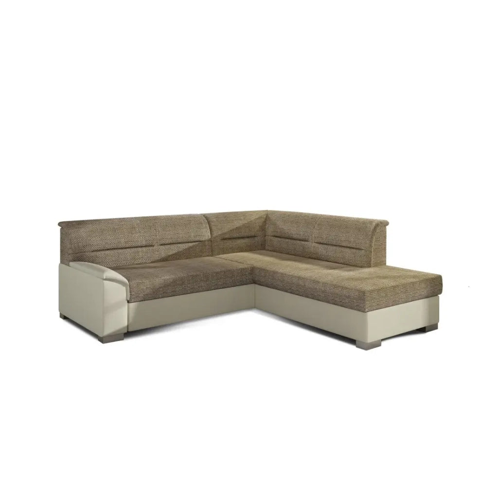 Divano angolare convertibile TROMSO beige e crema - Angolo destro con contenitore