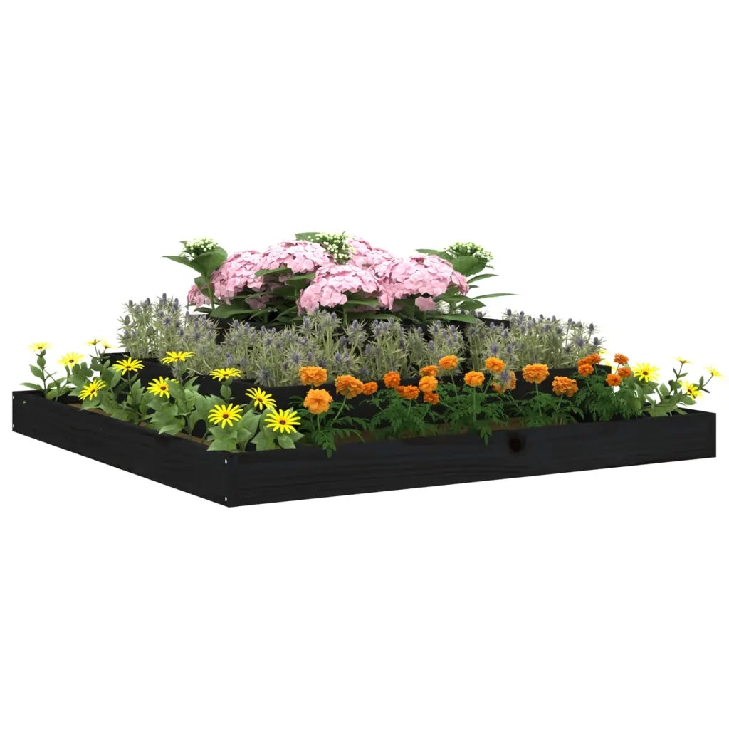 Fioriera | Cassetta per fiori | Vaso Nera 110x110x27 cm in Legno Massello di Pino