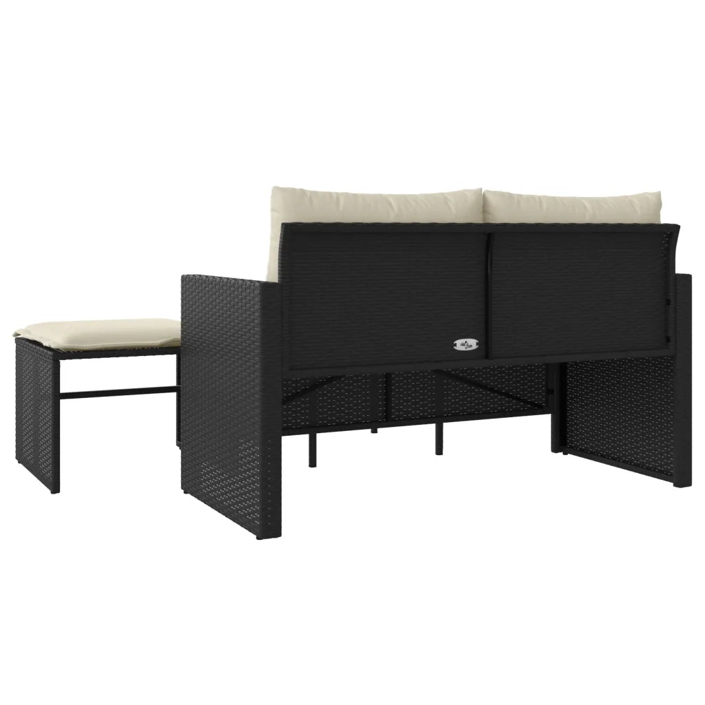 Set Divani da Giardino 3 pz con Cuscini in Polyrattan Nero 365457