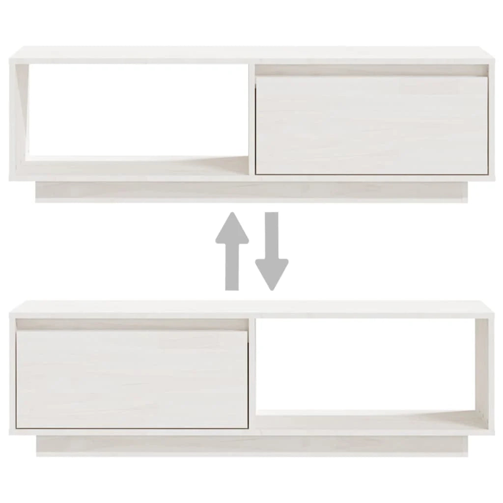 Mobile TV multimediale scaffale TV credenza mobile TV sala da pranzo soggiorno camera da letto 110 x 30 x 33,5 cm legno di pino massiccio bianco 02_0025707