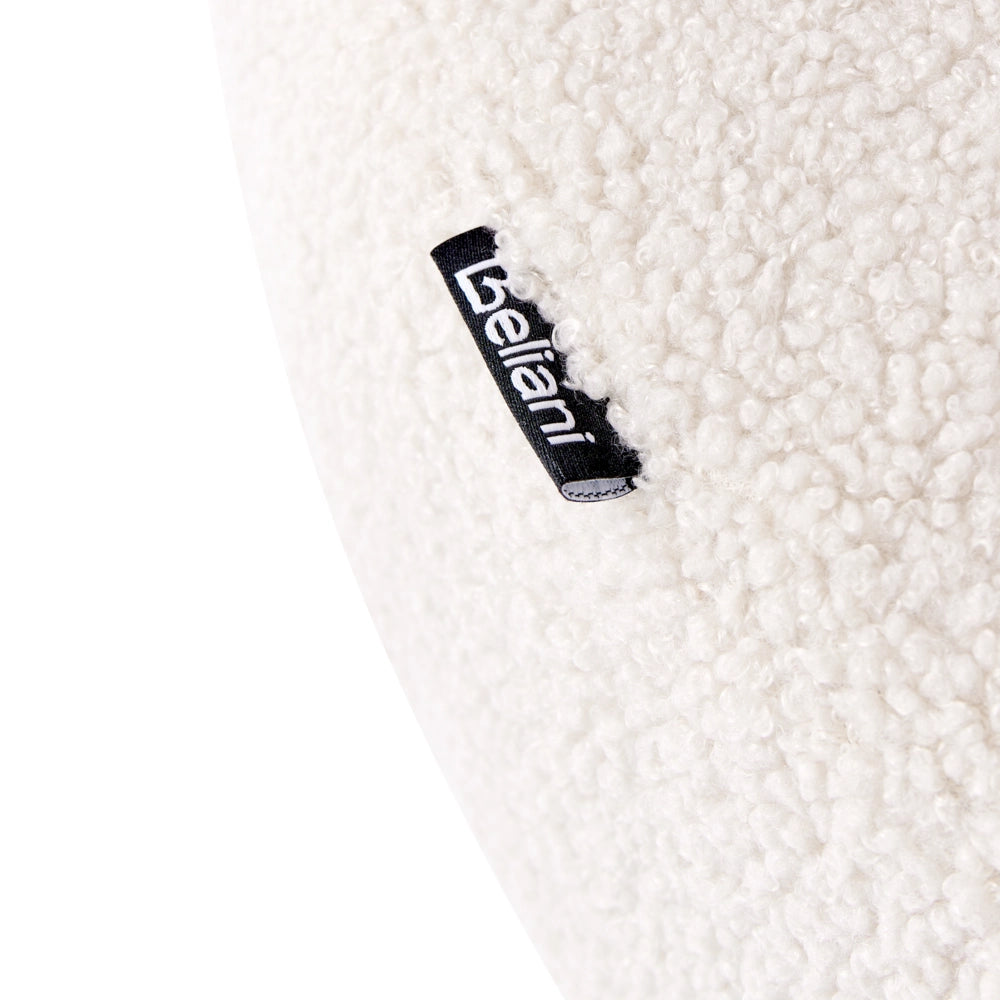 Poltrona bianco sporco e marrone scuro con rivestimento in bouclé design retrò gambe in legno per soggiorno