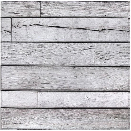 Pannelli da Parete 3D in PVC Autoadesivi, 10 pezzi 30 x 30 cm, Decorazione Parete 3D con Finestra in Legno, Retro Grigio Scuro