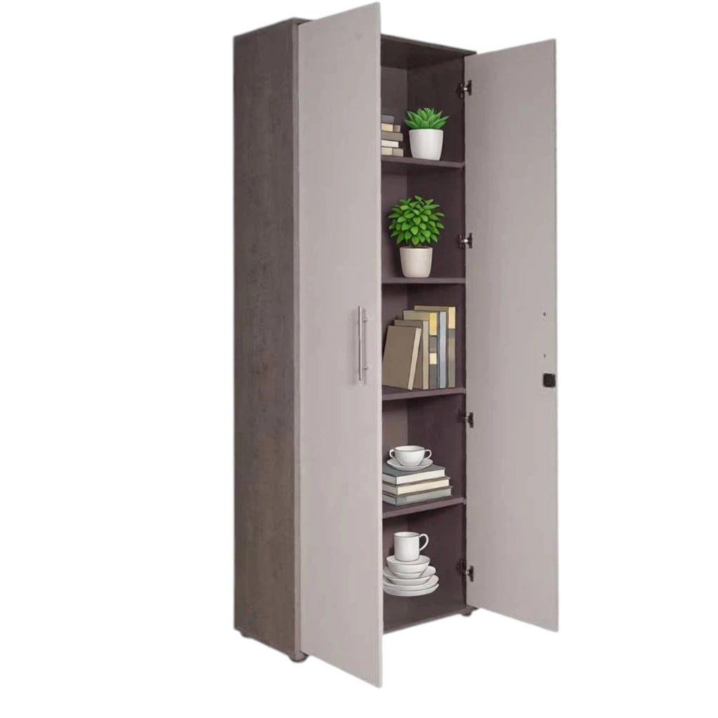 Aveto, Armadio Multiuso 2 Ante 4 Ripiani, 79x34h cm Bianco