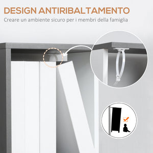 Libreria Moderna Salvaspazio a 5 Ripiani 33x28x161 cm in Legno Grigio e Bianco