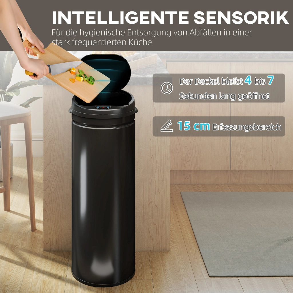 Cestino per rifiuti 50 litri con sensore e chiusura soft ¨C zephmum ¨C acciaio inox