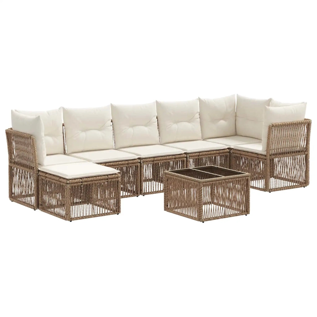 Set Divano da Giardino 8 pcs Beige polyrattan