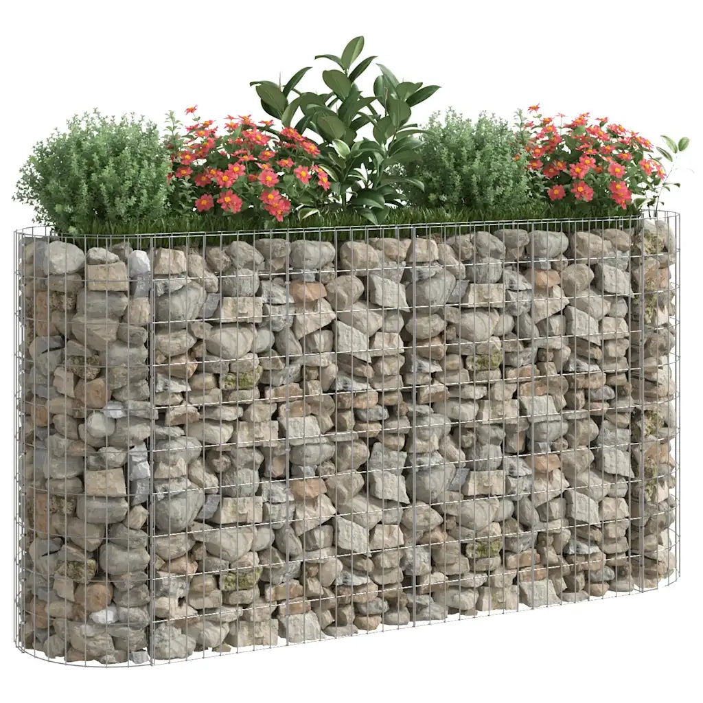 Gabbione con Fioriere | Cassetta per fiori | Letto Rialzato in Acciaio Zincato 190x50x100 cm