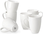Set di 6 Grandi Mokki Bianchi in Ceramica - 560 ml Caffettiere per Tè, Succo, Latte, Cappuccino, Cioccolato - Resistenti a Lavastoviglie e Microonde